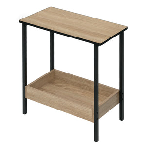 Table d’appoint avec 2 étagères – Table basse et console de canapé pour salon ou chambre avec rangement