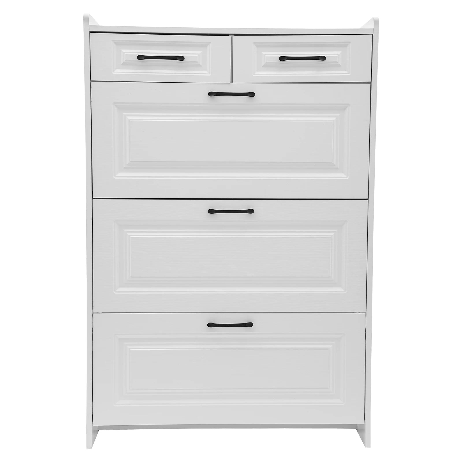 Armoire à chaussures rabattable 3 niveaux avec tiroirs – Meuble de rangement mince et moderne blanc pour entrée et couloir