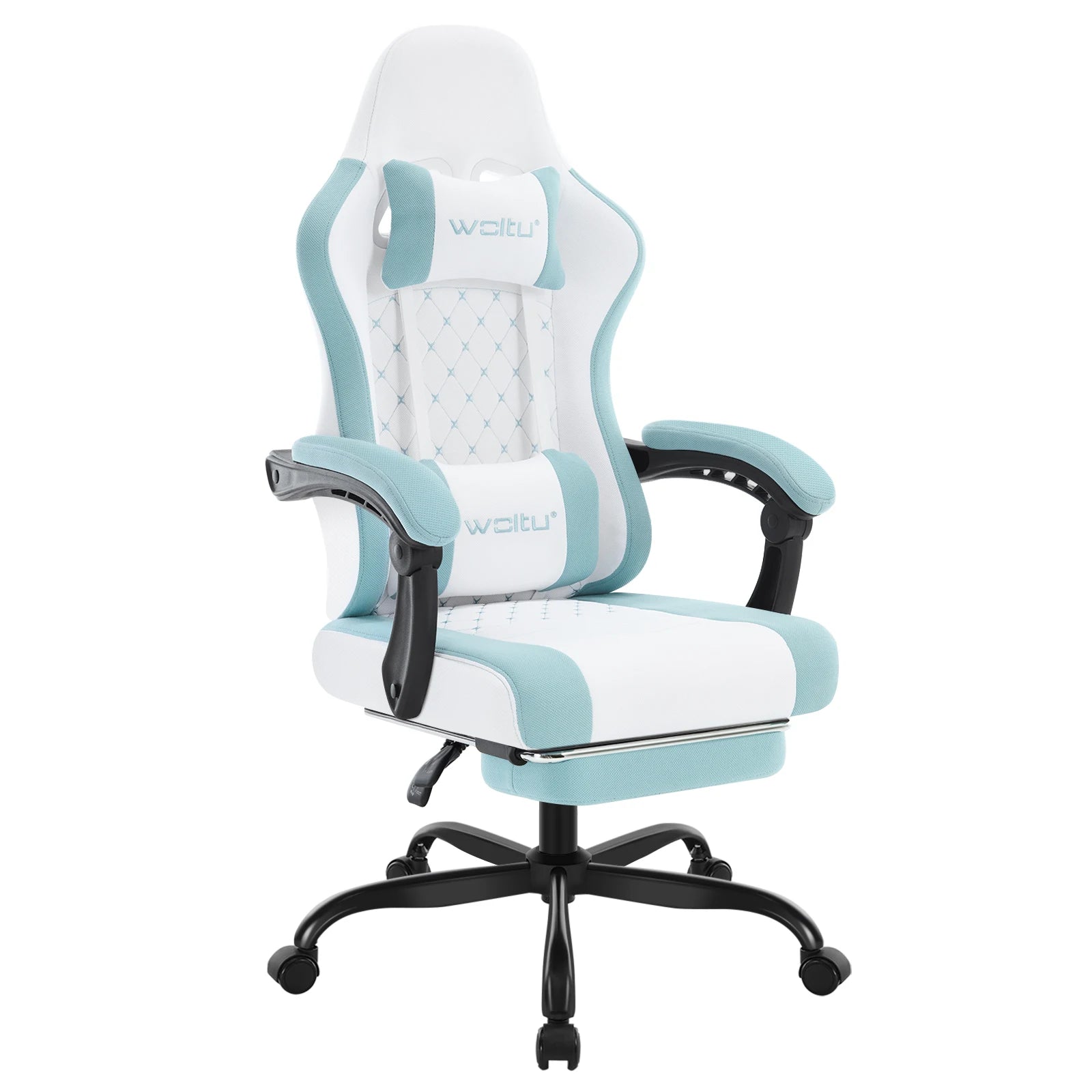 Chaise de jeu pivotante – Fauteuil pour ordinateur avec appui-tête, repose-pieds et tiroir pivotant