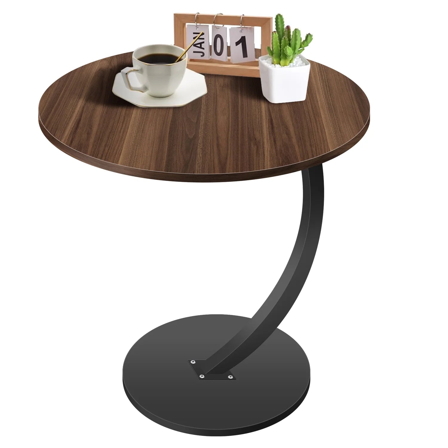 Table d’appoint ronde – Mini table basse et table de chevet pour salon ou chambre, design léger et moderne