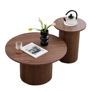 Ensemble de 2 tables basses rondes nordiques – Table gigogne en bois pour salon ou chambre