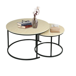 Lot de 2 tables basses rondes – Ensemble de tables d’appoint pour salon, chambre, bureau ou balcon