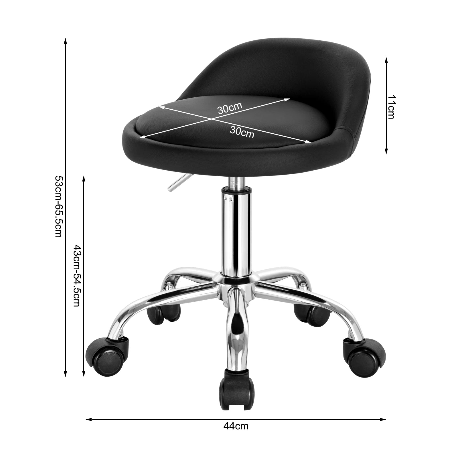 Tabouret de bureau pivotant avec roulettes – Chaise d’ordinateur réglable en hauteur avec dossier bas pour travail ou maison