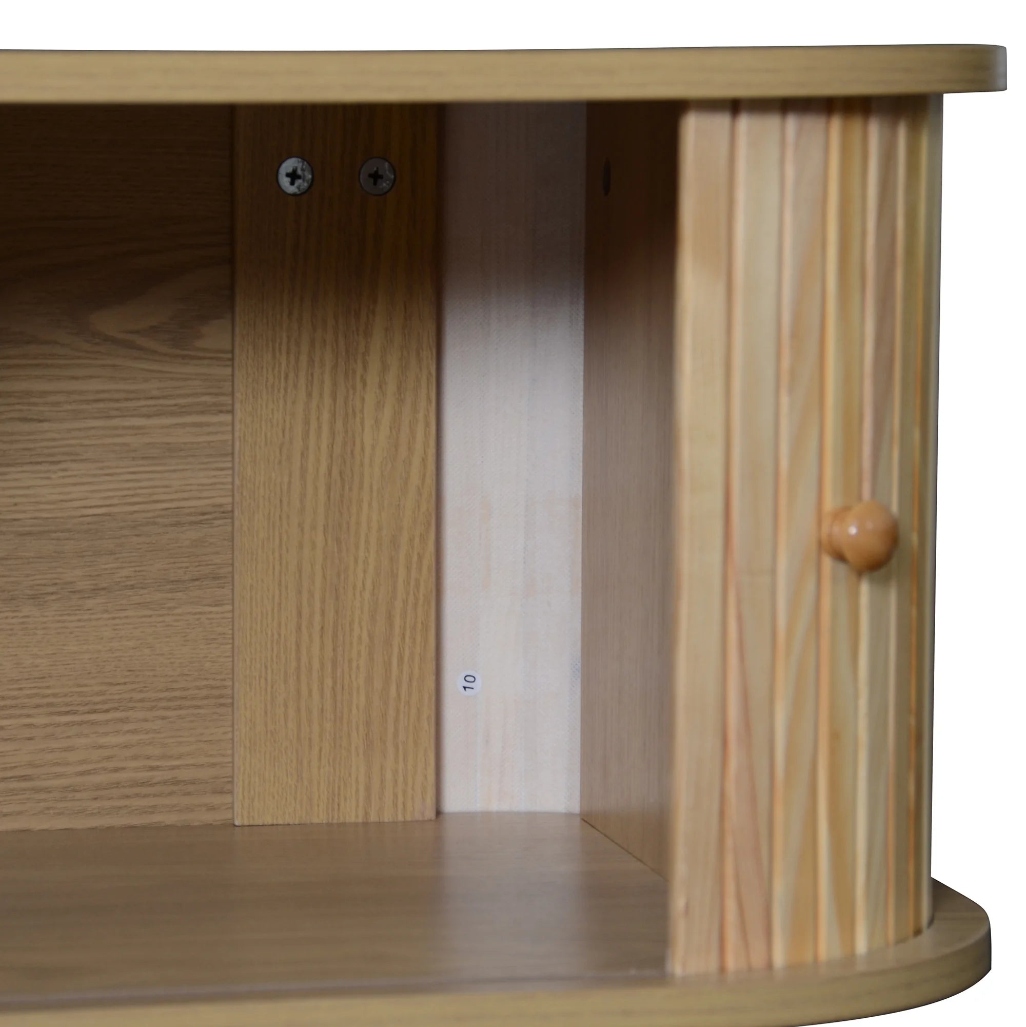 Meuble TV en rotin naturel avec portes et tiroirs – Lowboard style campagnard pour salon avec rangement