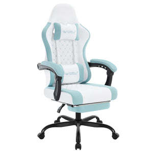 Chaise de jeu pivotante – Fauteuil pour ordinateur avec appui-tête, repose-pieds et tiroir pivotant
