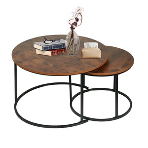 Lot de 2 tables basses rondes – Ensemble de tables d’appoint pour salon, chambre, bureau ou balcon