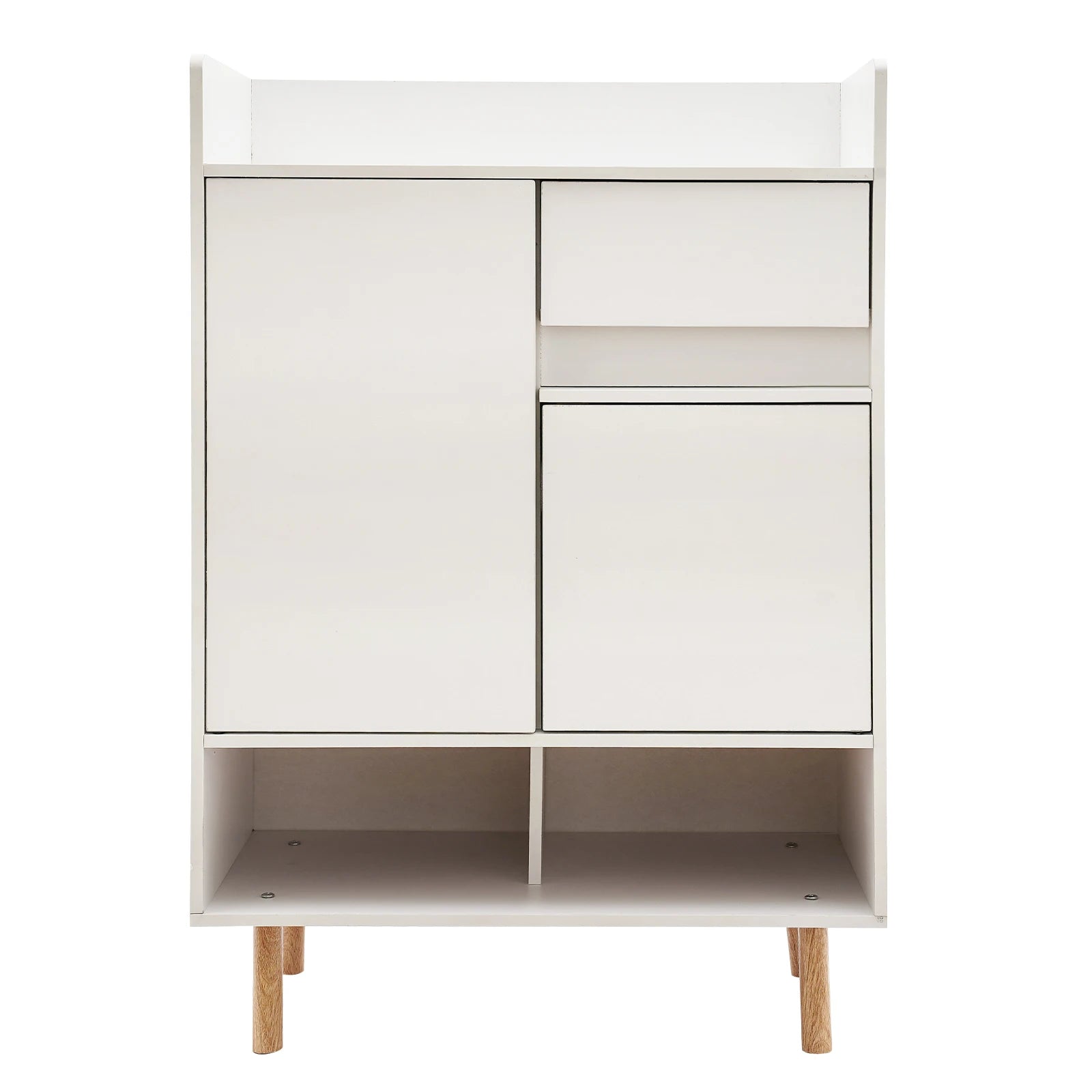 Armoire à chaussures sur pied avec 2 portes et 1 tiroir – Meuble de rangement moderne avec étagères amovibles pour entrée et salon