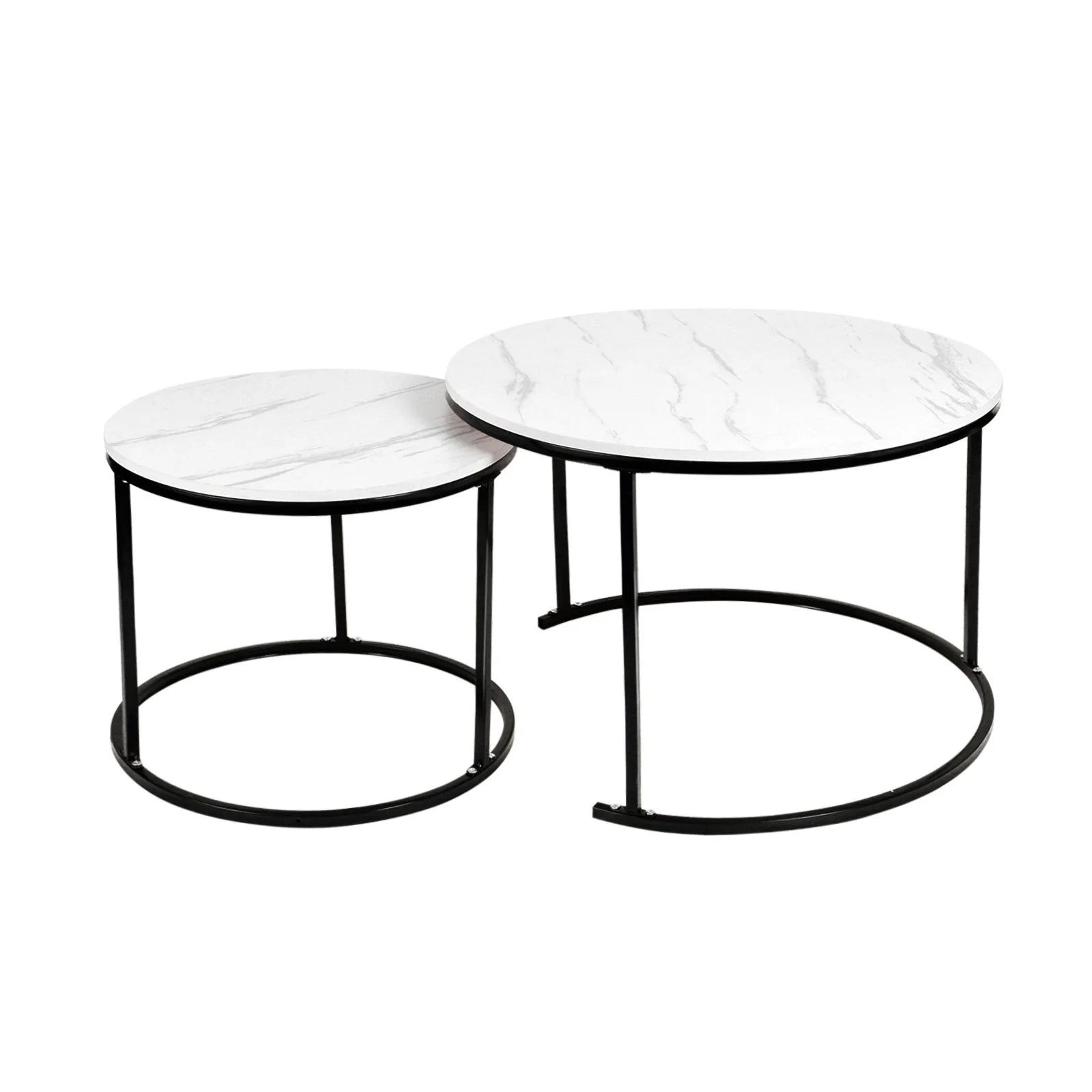 Lot de 2 tables basses rondes – Ensemble de tables d’appoint pour salon, chambre, bureau ou balcon