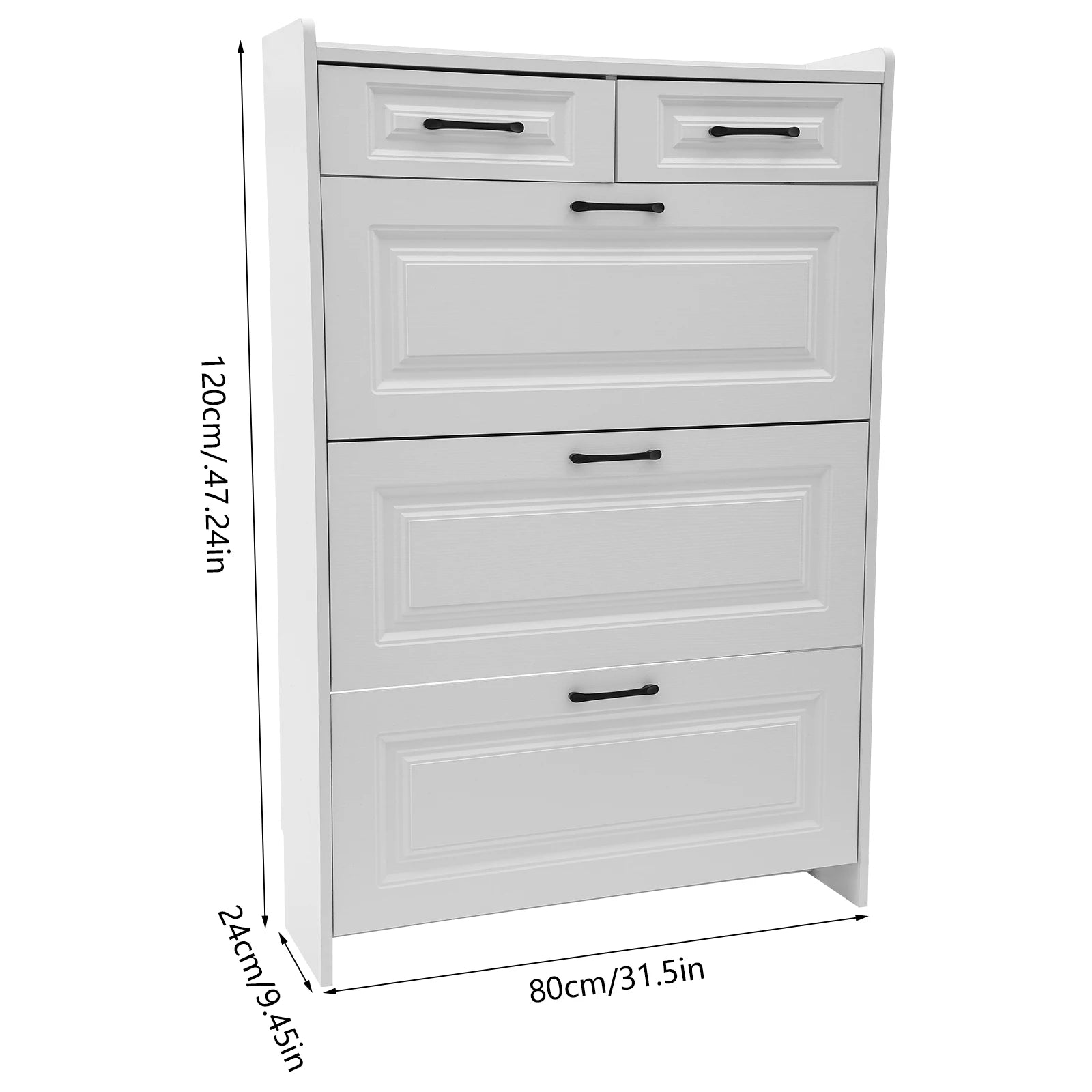 Armoire à chaussures rabattable 3 niveaux avec tiroirs – Meuble de rangement mince et moderne blanc pour entrée et couloir
