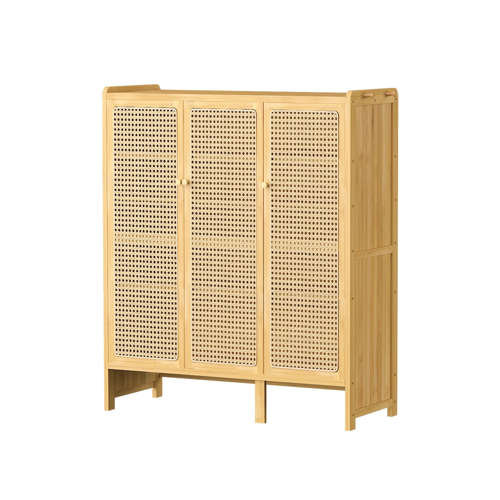 Armoire à chaussures en bambou 6 niveaux avec portes ventilées – Meuble de rangement moderne pour entrée et couloir